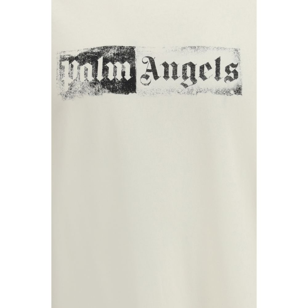 Palm Angels Logo-Print Cotton T-Shirt — Beige, view 3