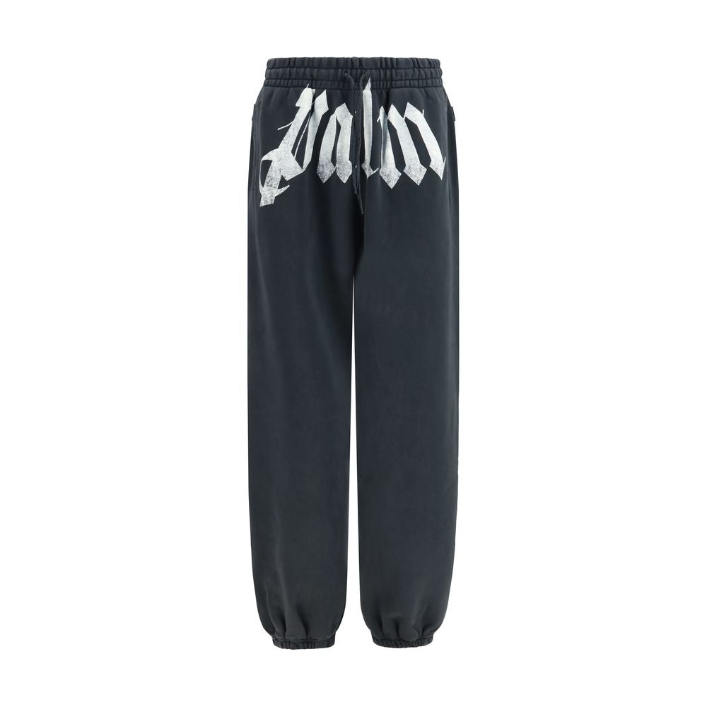 Palm Angels Logo-Print Cotton Joggers — Gray by Palm Angels