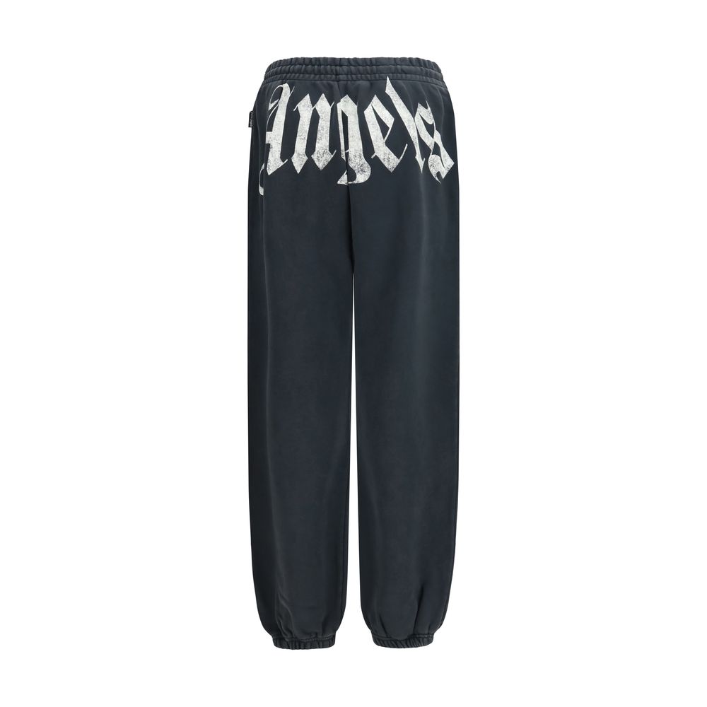 Palm Angels Logo-Print Cotton Joggers — Gray, view 2