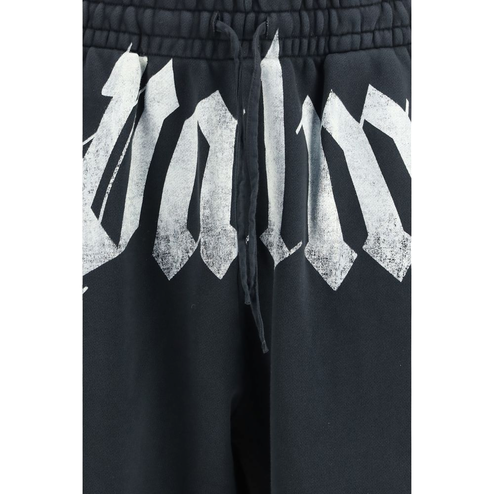 Palm Angels Logo-Print Cotton Joggers — Gray, view 3