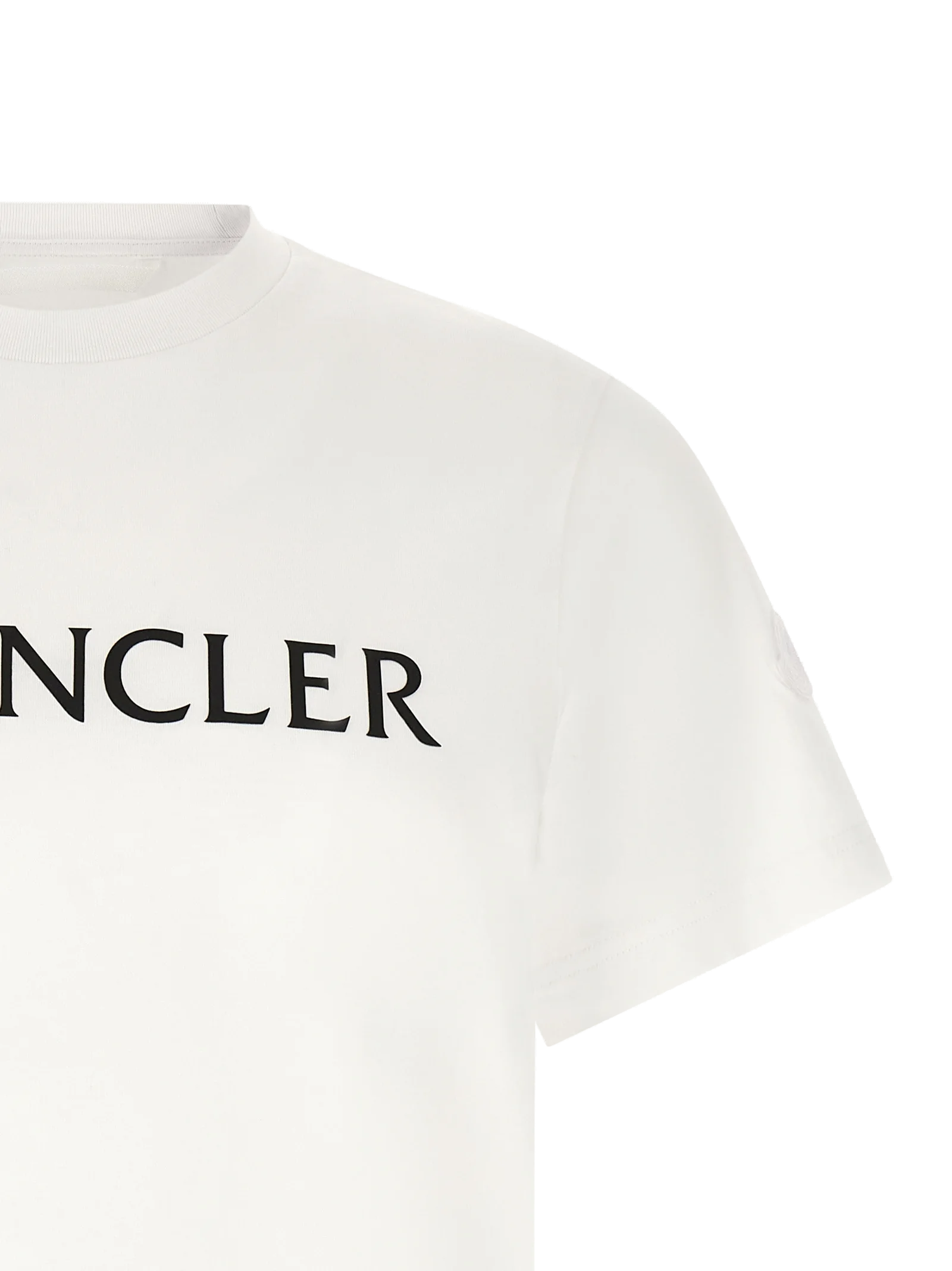 Moncler Logo-Graphic Cotton T-Shirt — White, view 3