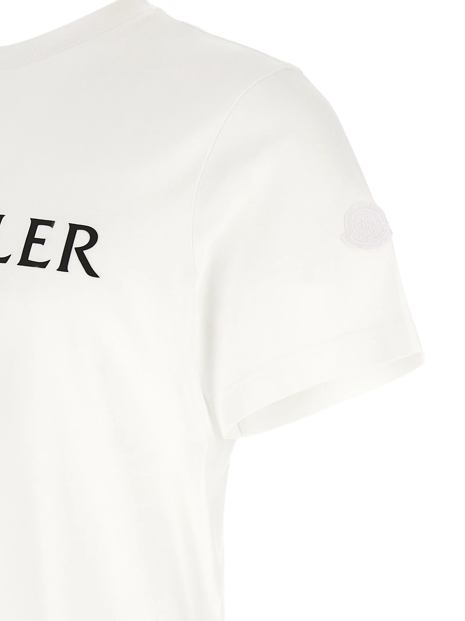 Moncler Logo-Graphic Cotton T-Shirt — White, view 4