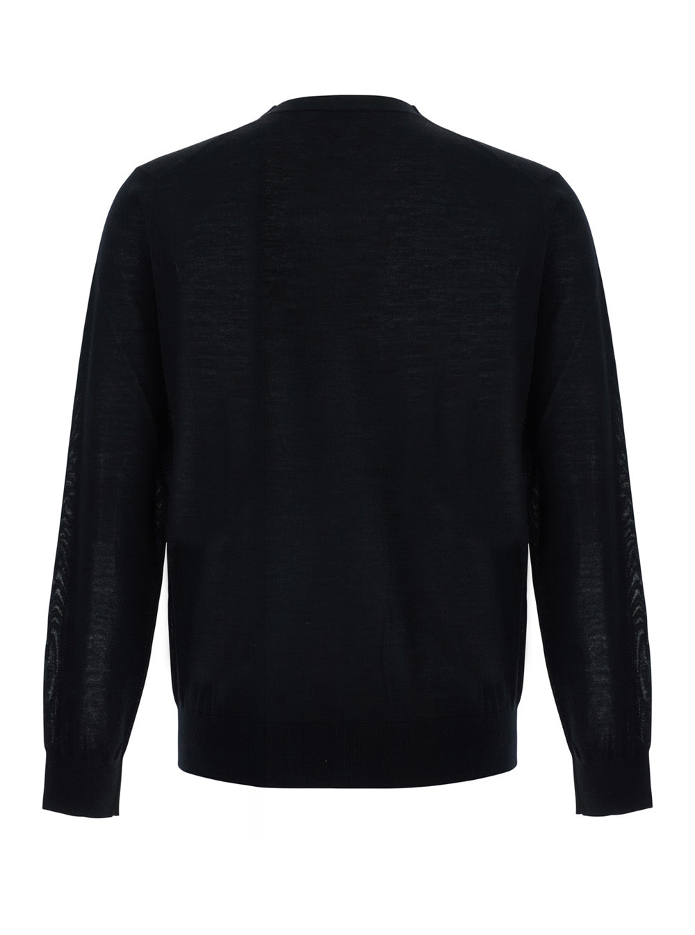 Kangra Extrafine Merino Wool Crew Neck Sweater — Black, view 2