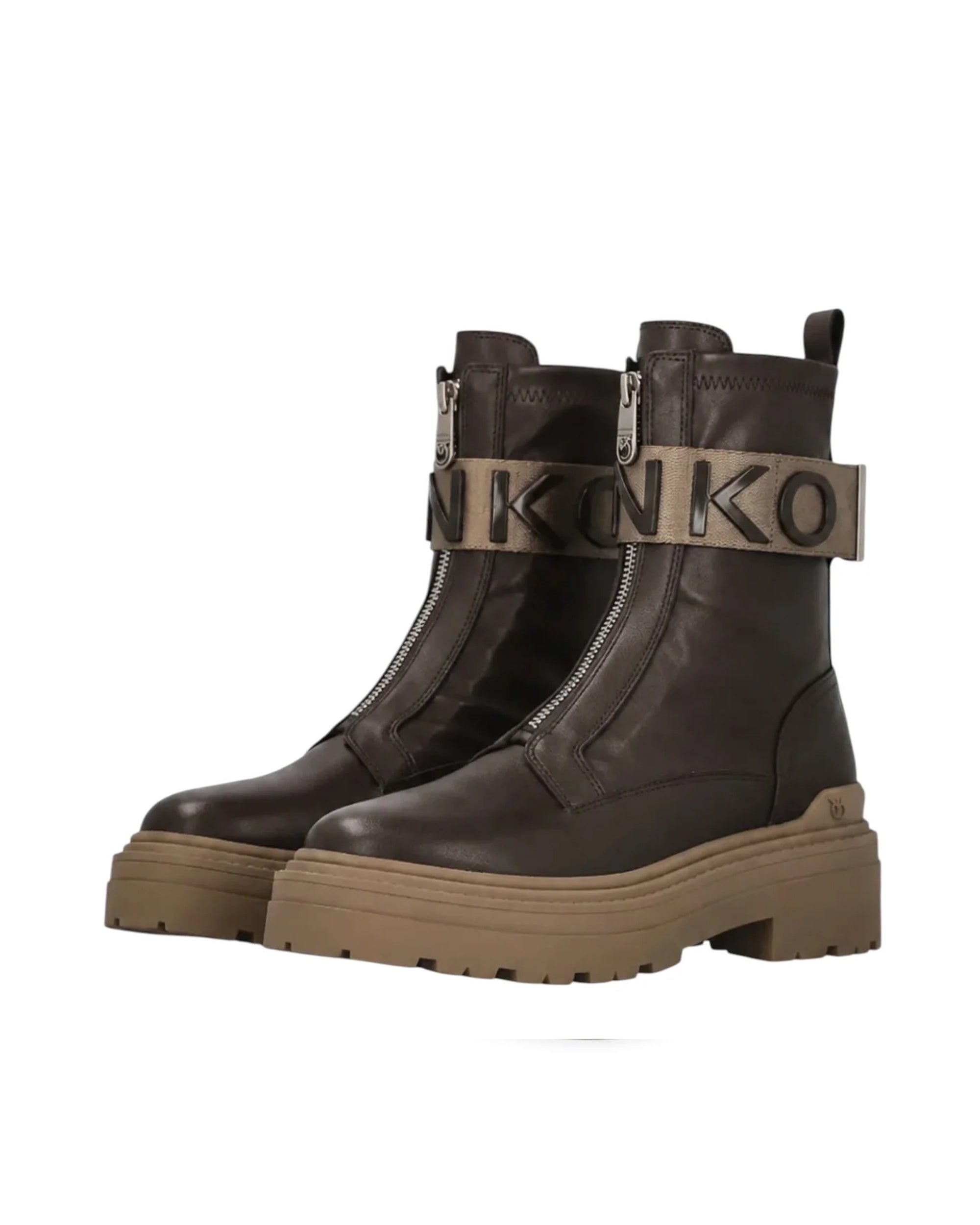 Pinko Platform Lug Sole Ankle Boot — Brown, view 2