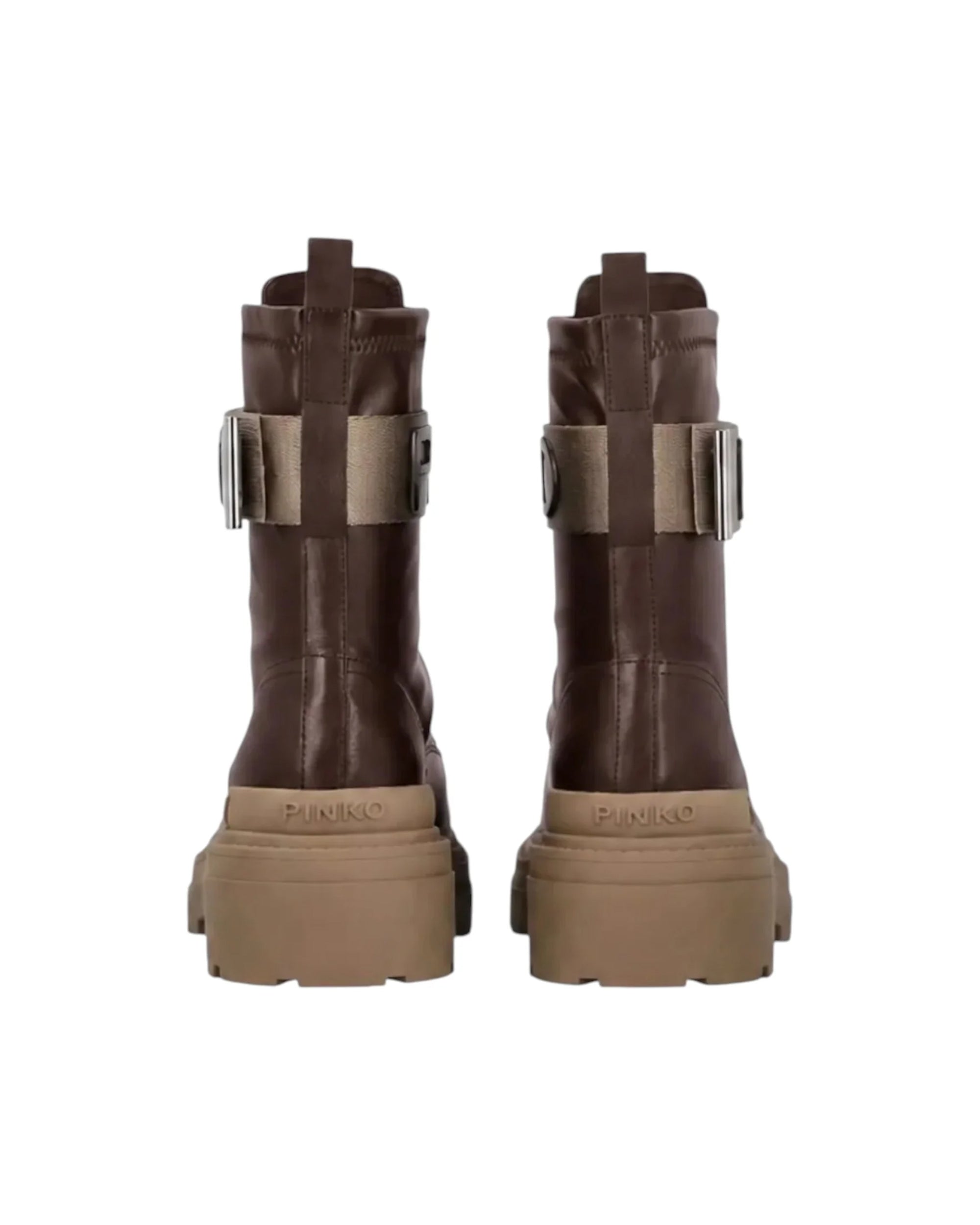 Pinko Platform Lug Sole Ankle Boot — Brown, view 3