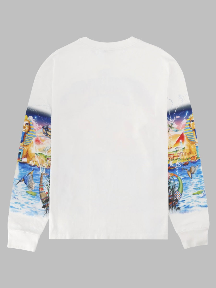 Casablanca Egypt-Print Organic Cotton T-Shirt — White, view 2