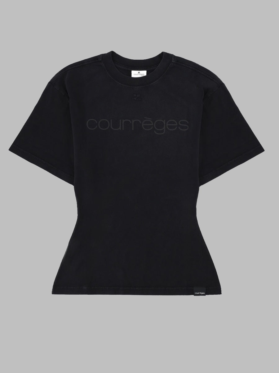CourrèGes Logo-Embroidered Cotton T-Shirt — Black by Courreges