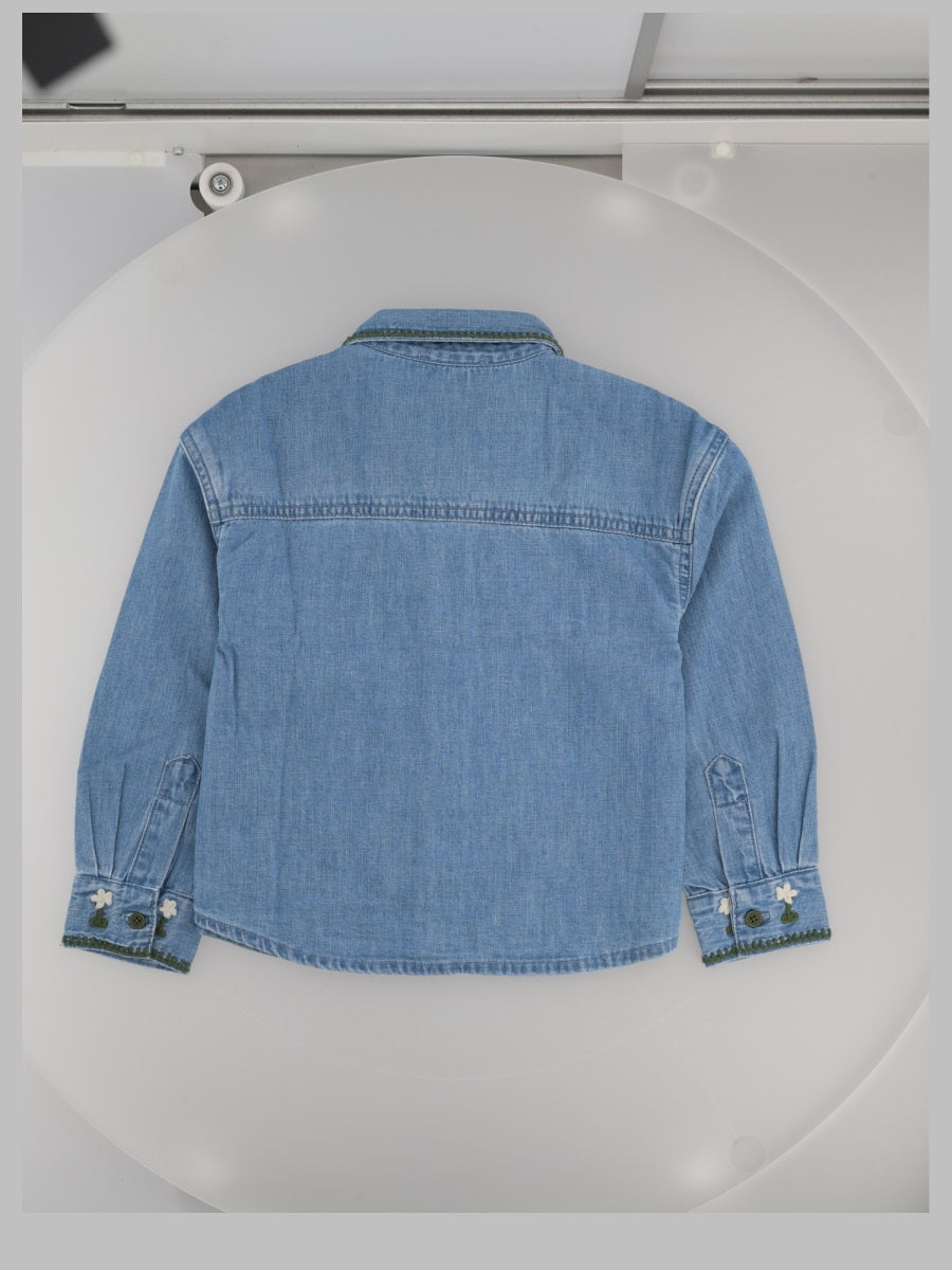 Stella McCartney Embroidered Cotton Shirt — Blue, view 2