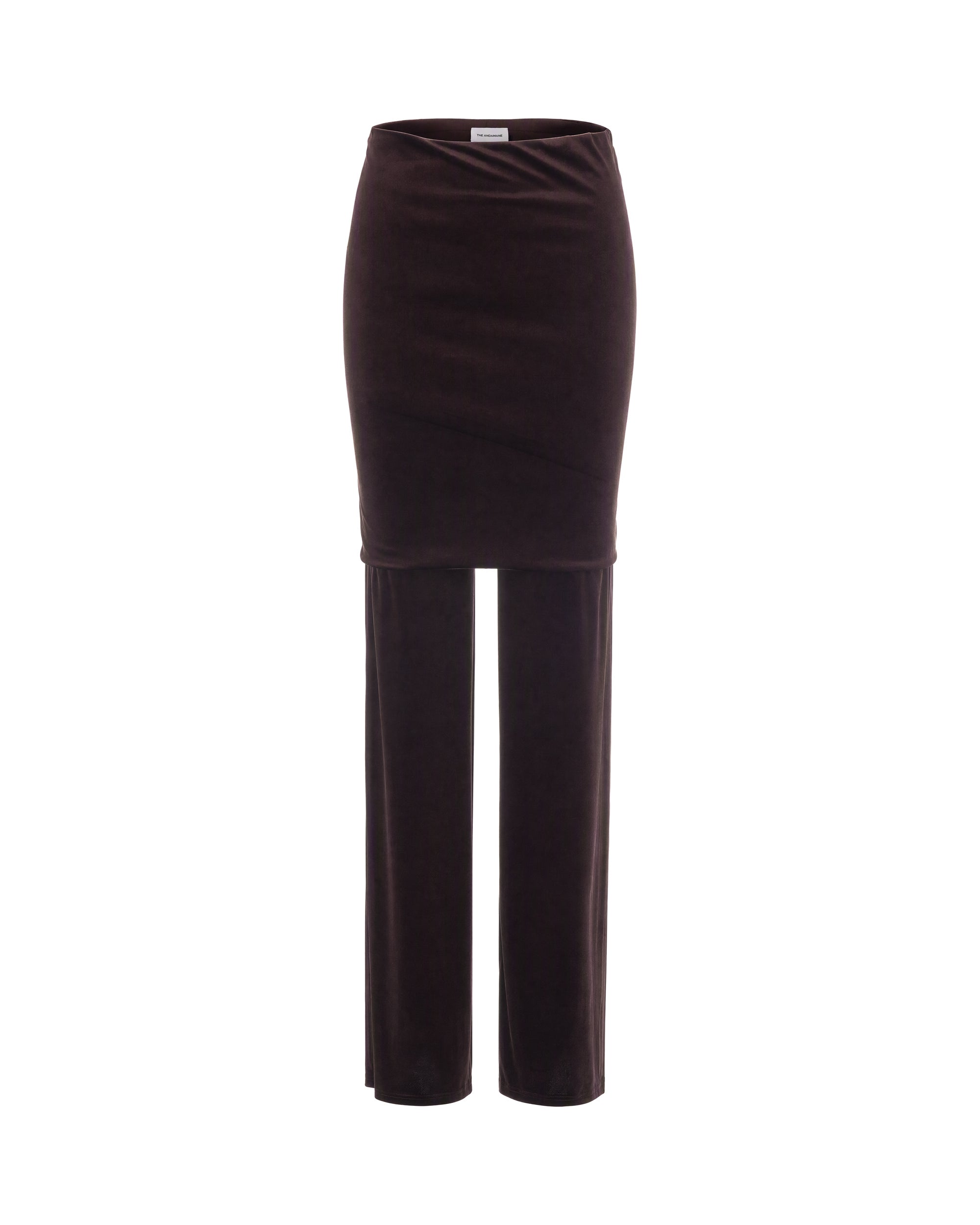 The Andamane Jersey With Skirt Overlay Trousers — Brown by The Andamane