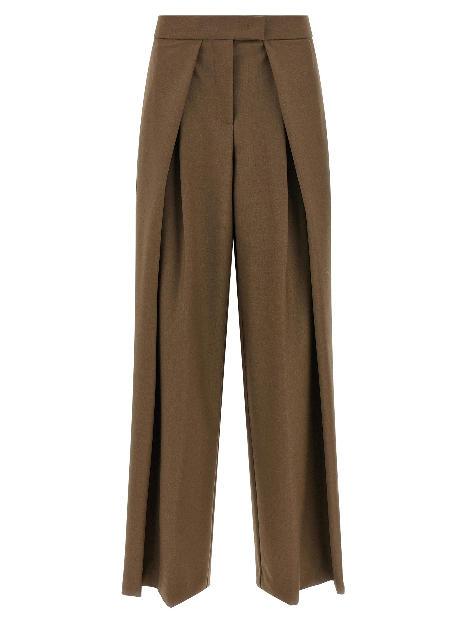 Nude Wool Blend Palazzo Trousers — Brown - 42 IT by Nude