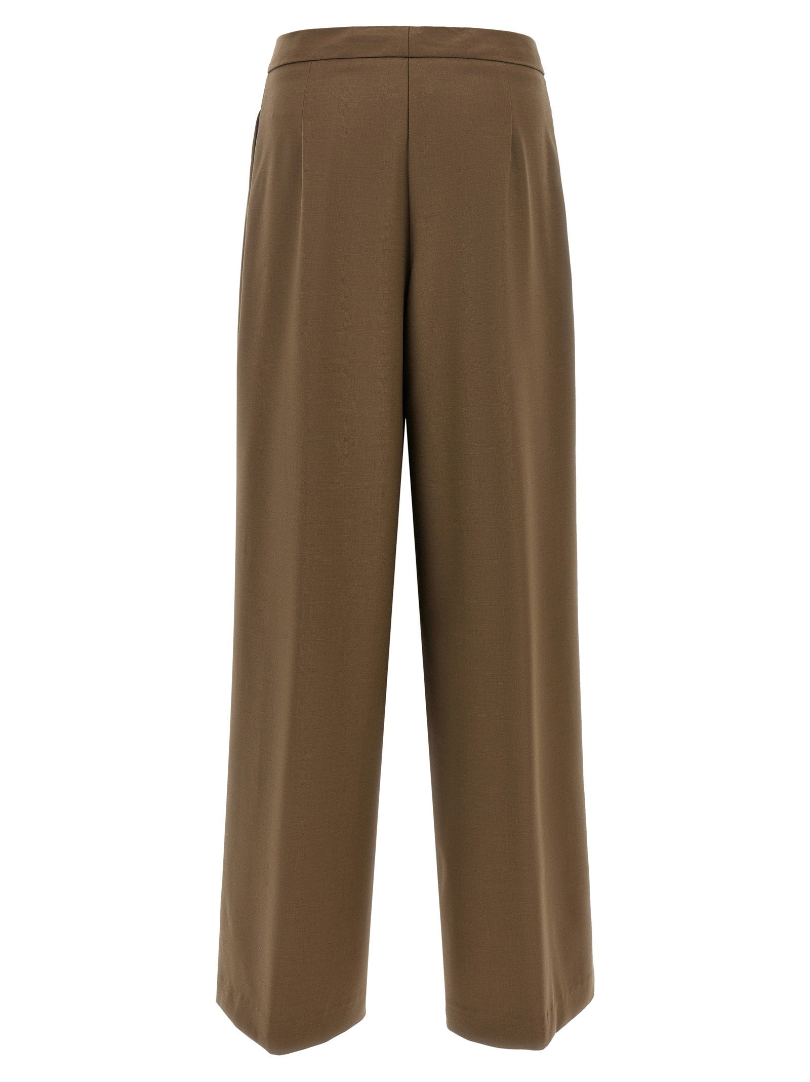 Nude Wool Blend Palazzo Trousers — Brown - 42 IT, view 2