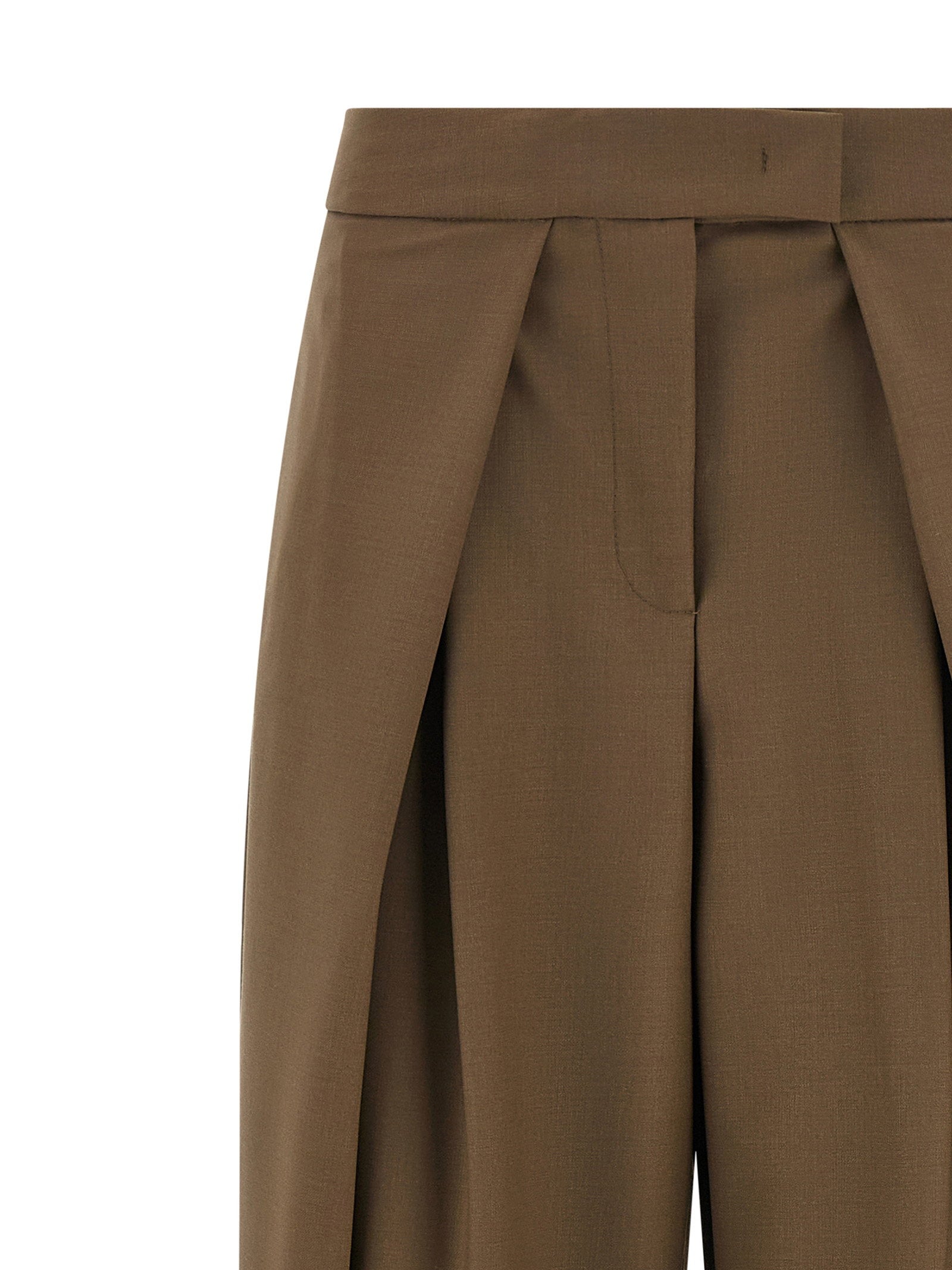 Nude Wool Blend Palazzo Trousers — Brown - 42 IT, view 3