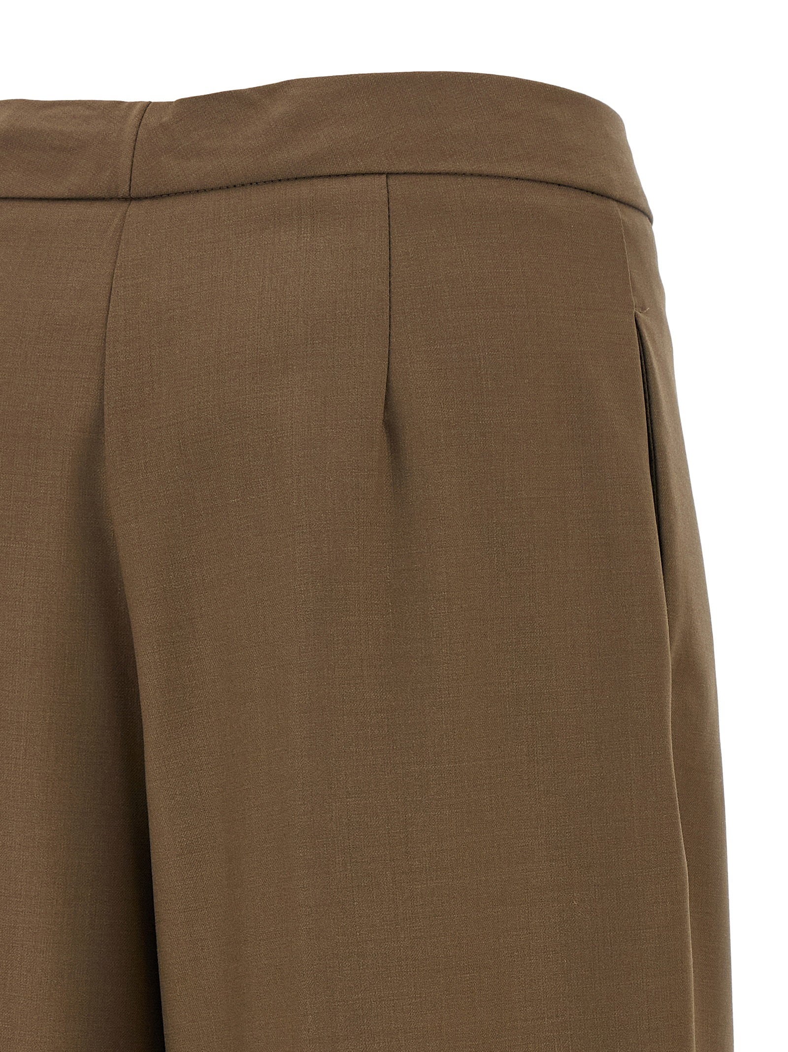 Nude Wool Blend Palazzo Trousers — Brown - 42 IT, view 4