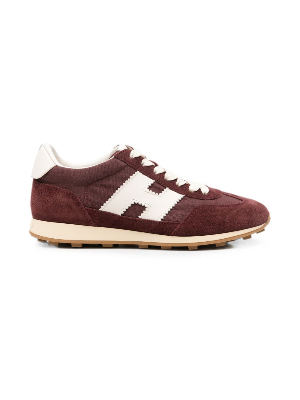 Hogan Suede and Nylon Color-Block Sneaker — Burgundy by Hogan