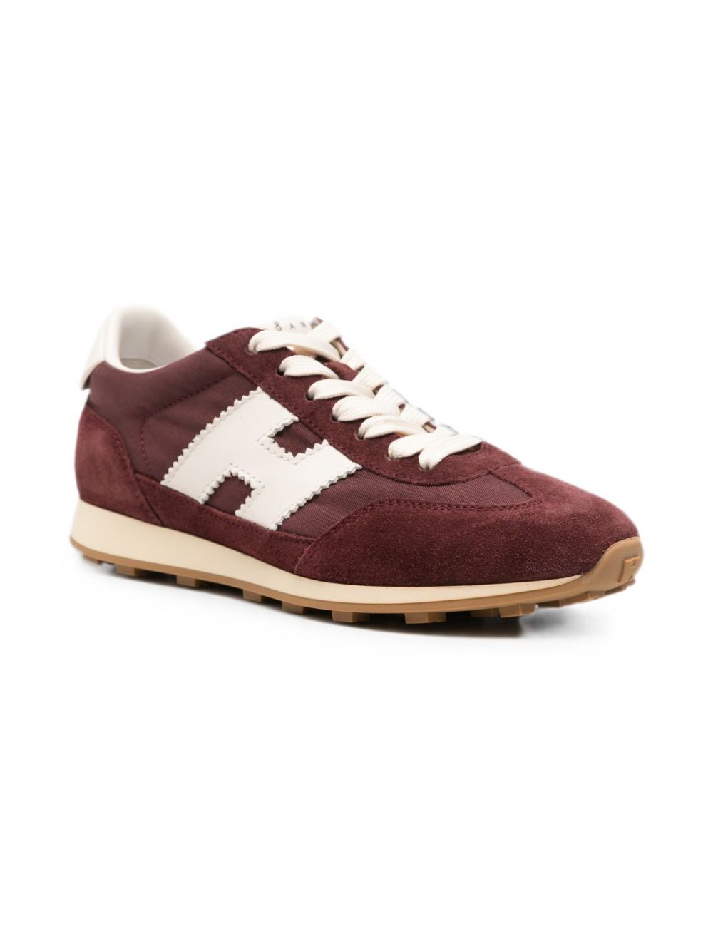 Hogan Suede and Nylon Color-Block Sneaker — Burgundy, view 2