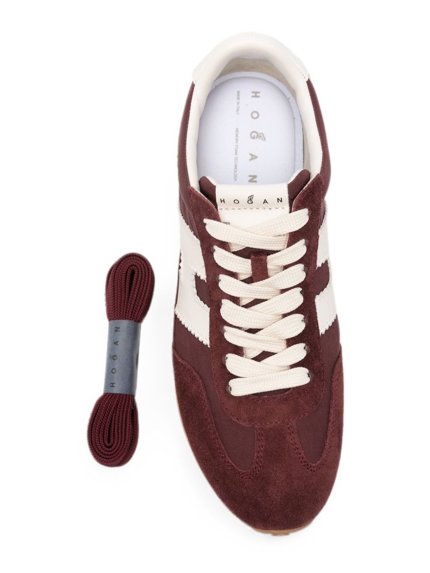 Hogan Suede and Nylon Color-Block Sneaker — Burgundy, view 3