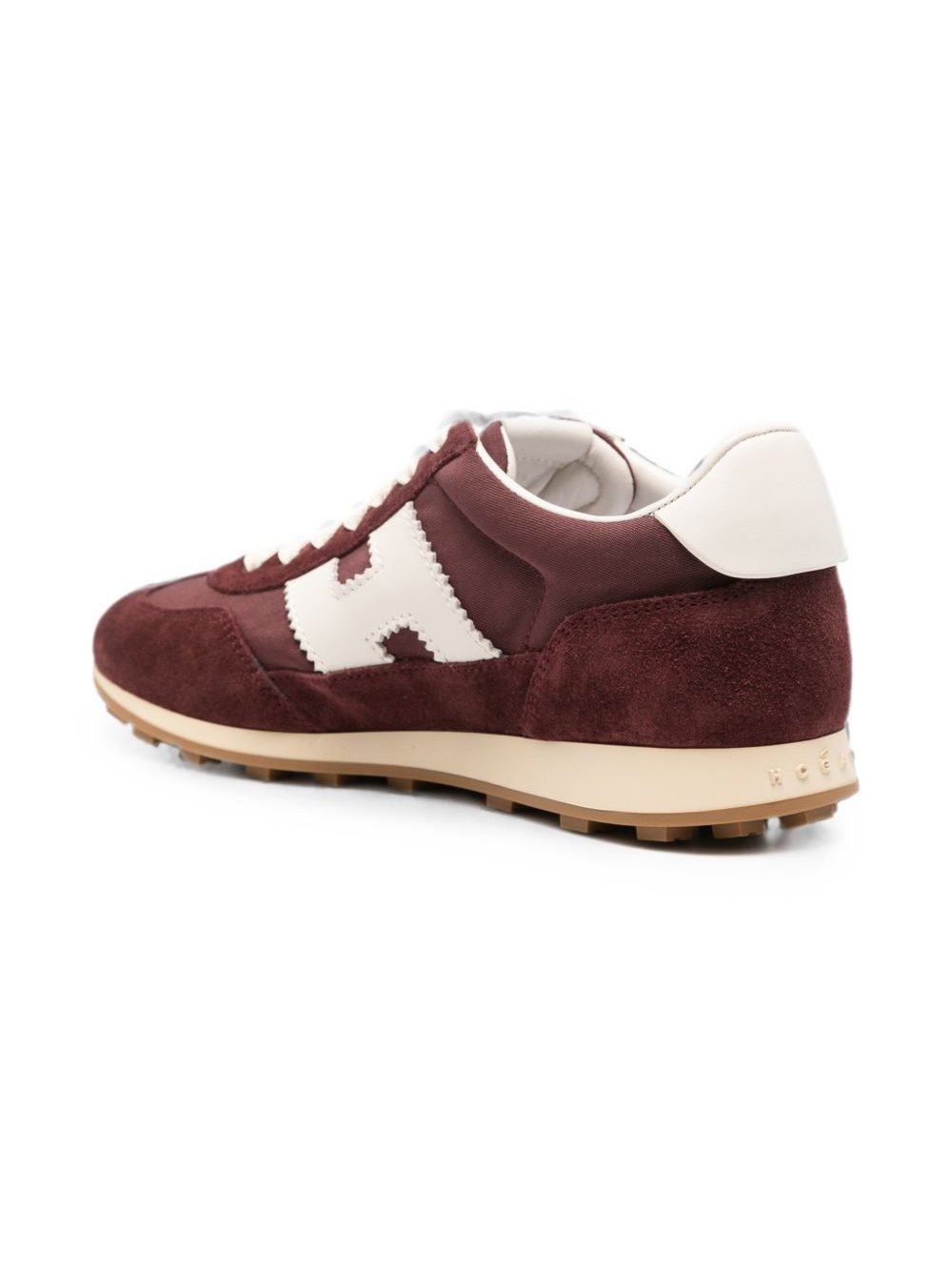 Hogan Suede and Nylon Color-Block Sneaker — Burgundy, view 4