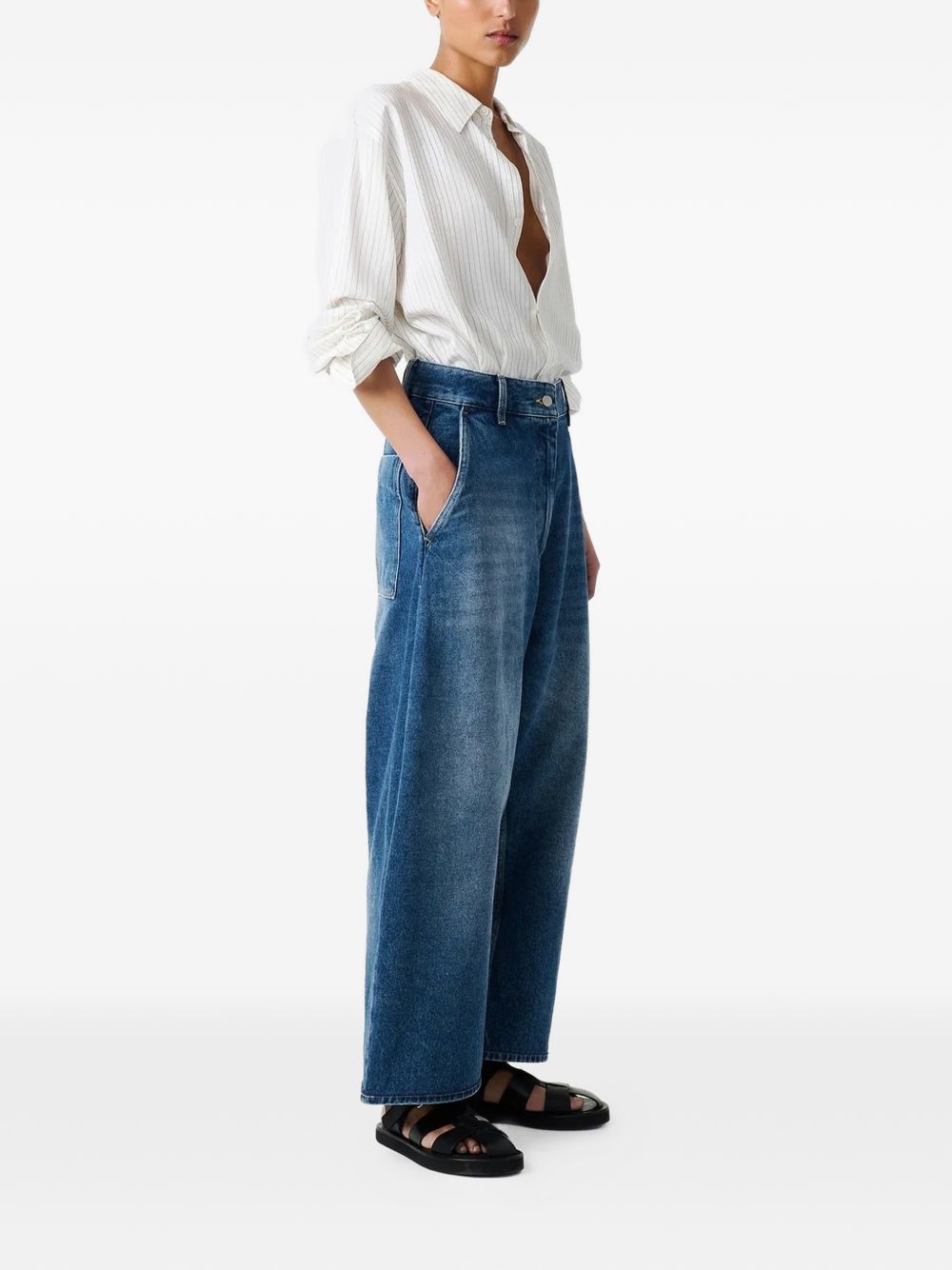 Studio Nicholson PRE Cropped Denim Jeans — Blue, view 4