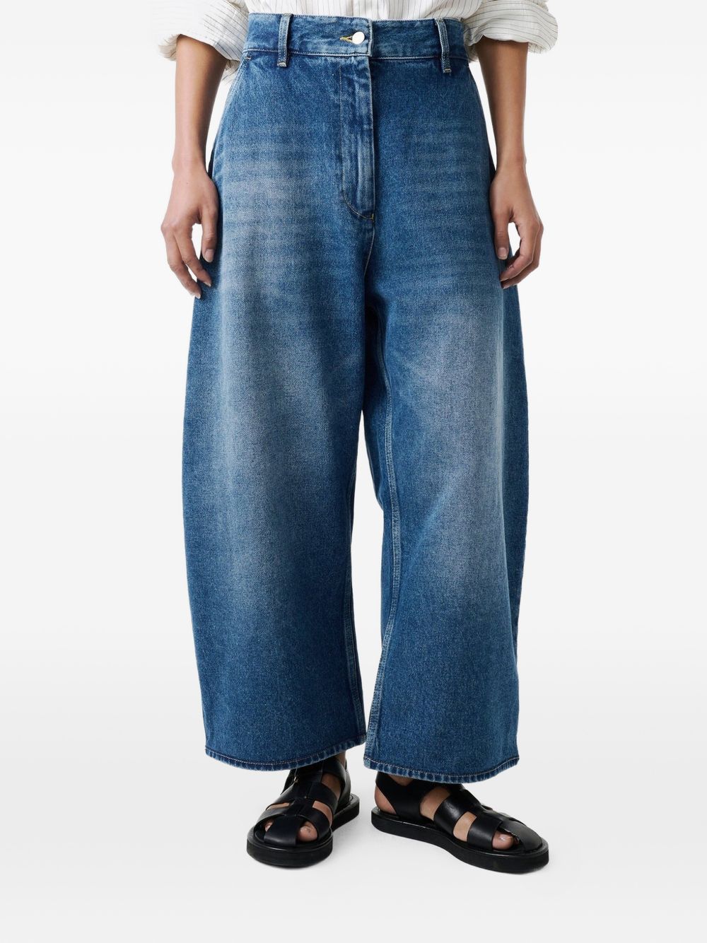 Studio Nicholson PRE Cropped Denim Jeans — Blue, view 6