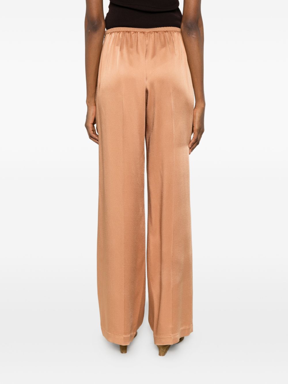 Forte Forte Satin Wide-Leg Trousers — Copper Brown, view 5