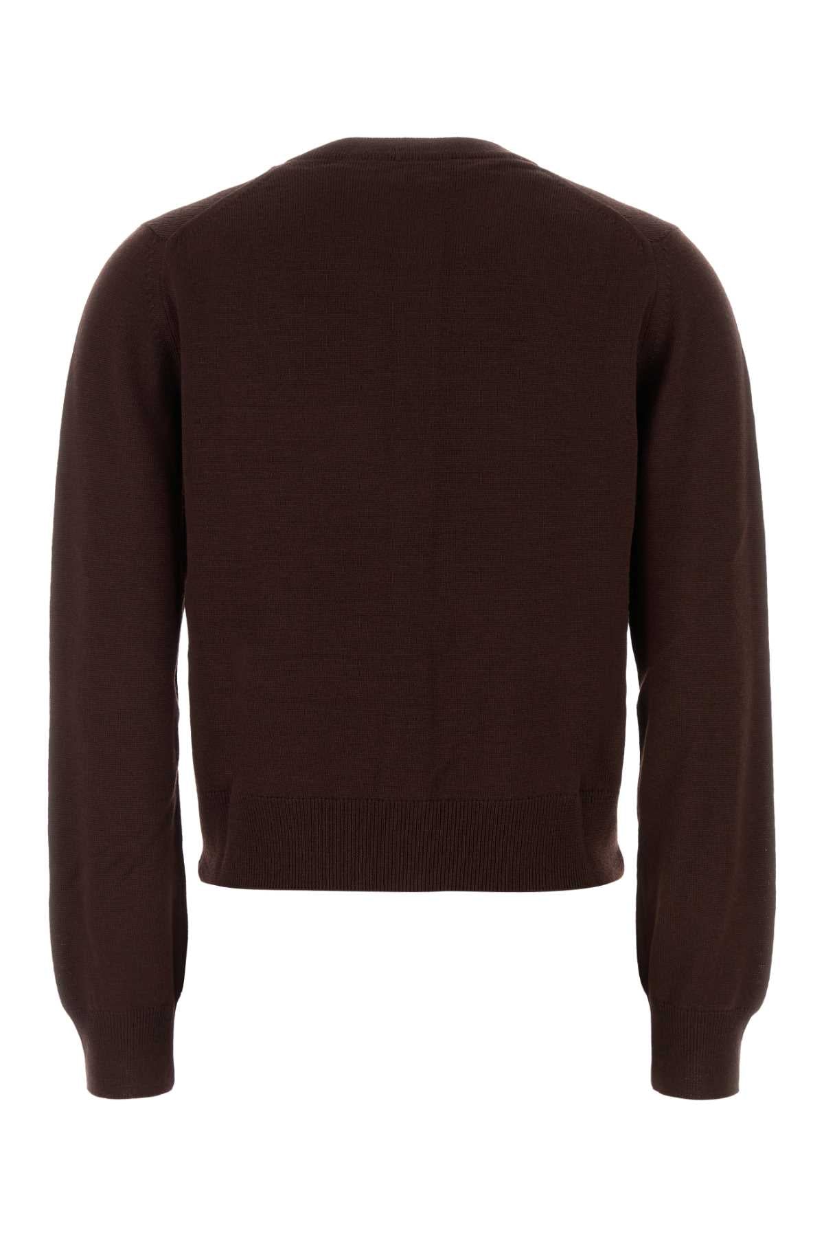 Maison Kitsune Merino Cardigan — Brown, view 2