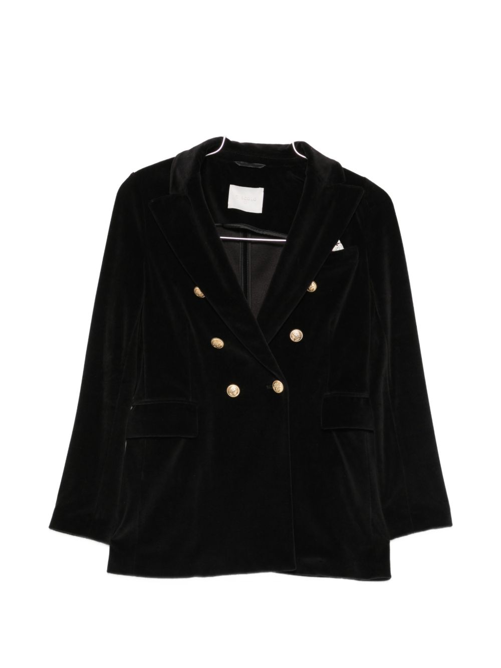 Circolo 1901 Double-Breasted Velvet Blazer — Black by Circolo 1901