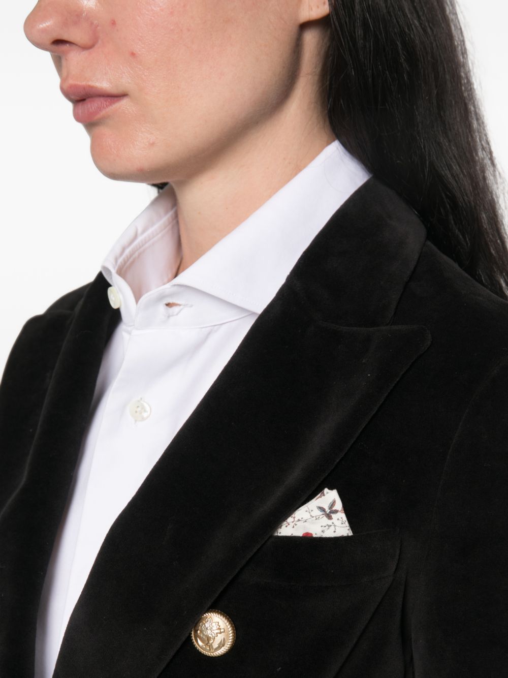 Circolo 1901 Double-Breasted Velvet Blazer — Black, view 4