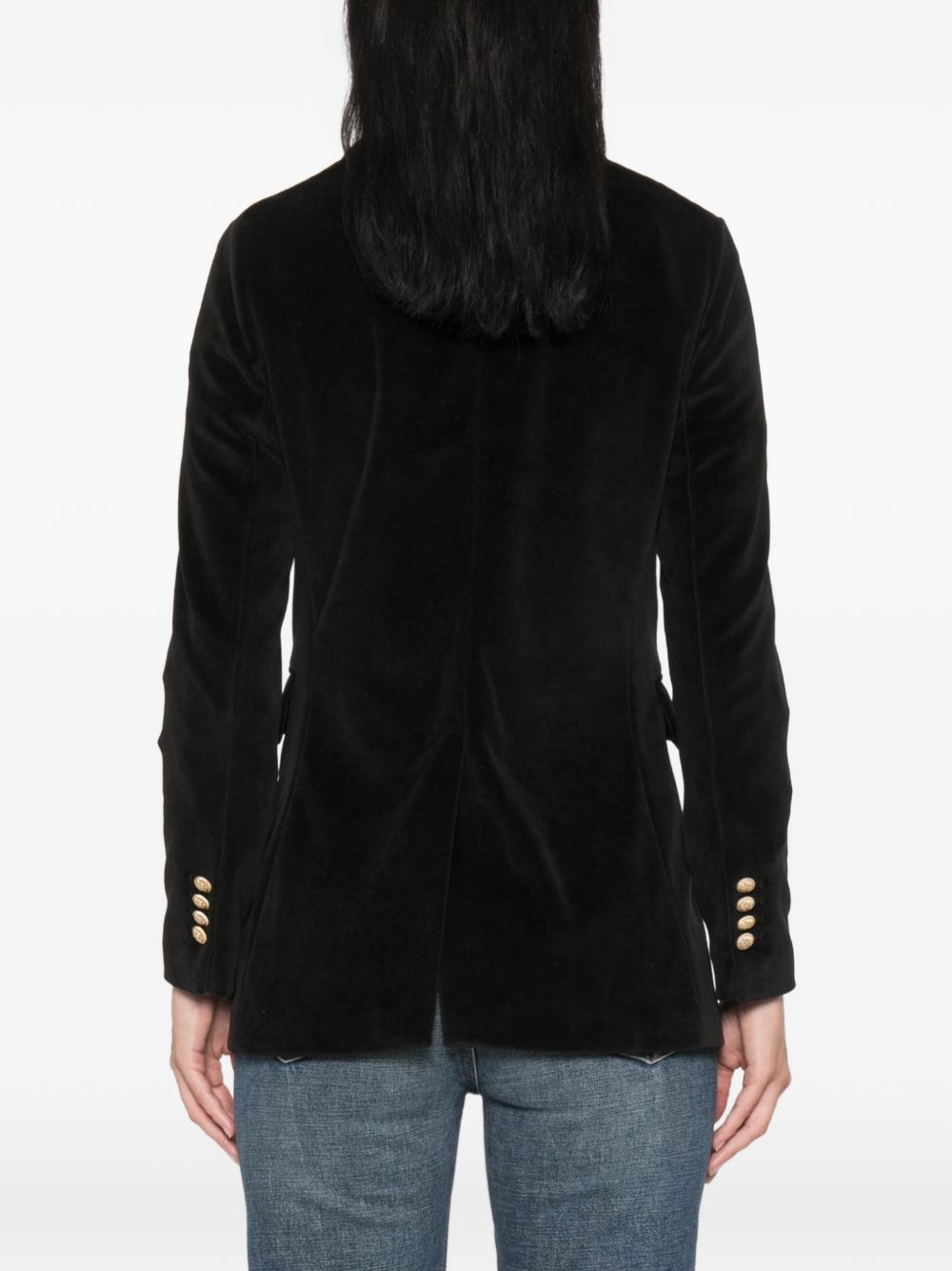 Circolo 1901 Double-Breasted Velvet Blazer — Black, view 5