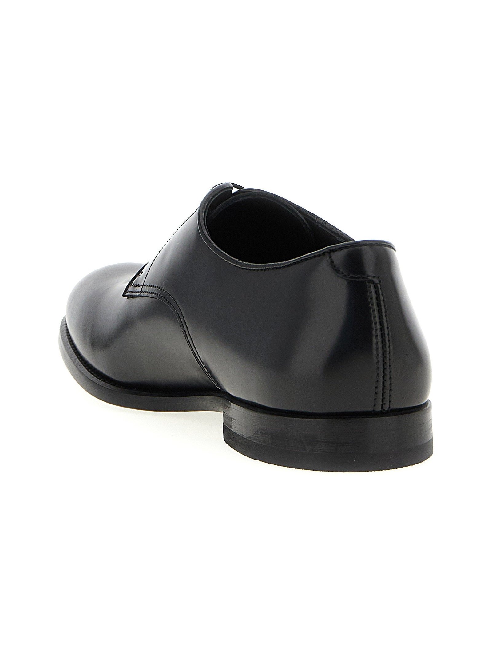 Doucal's Brushed Calf Leather Oxford — Black, view 3