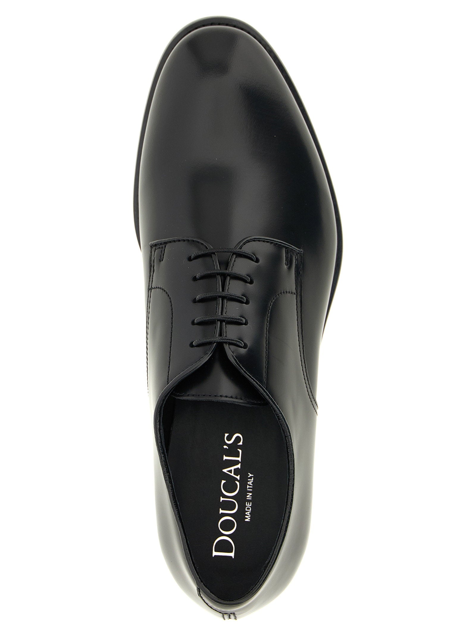 Doucal's Brushed Calf Leather Oxford — Black, view 4