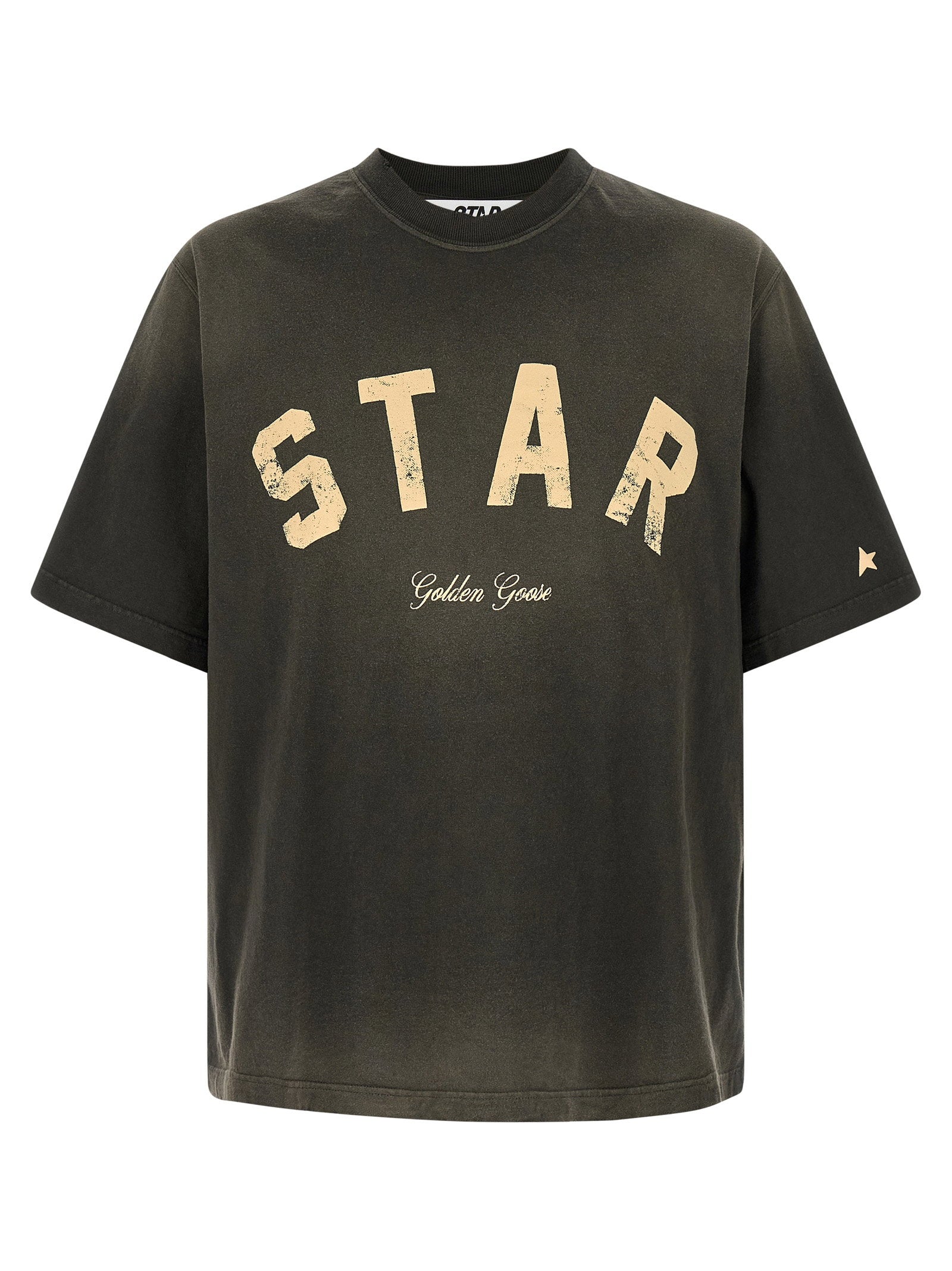Golden Goose Logo-Print Sunfaded Cotton T-shirt — Charcoal by Golden Goose