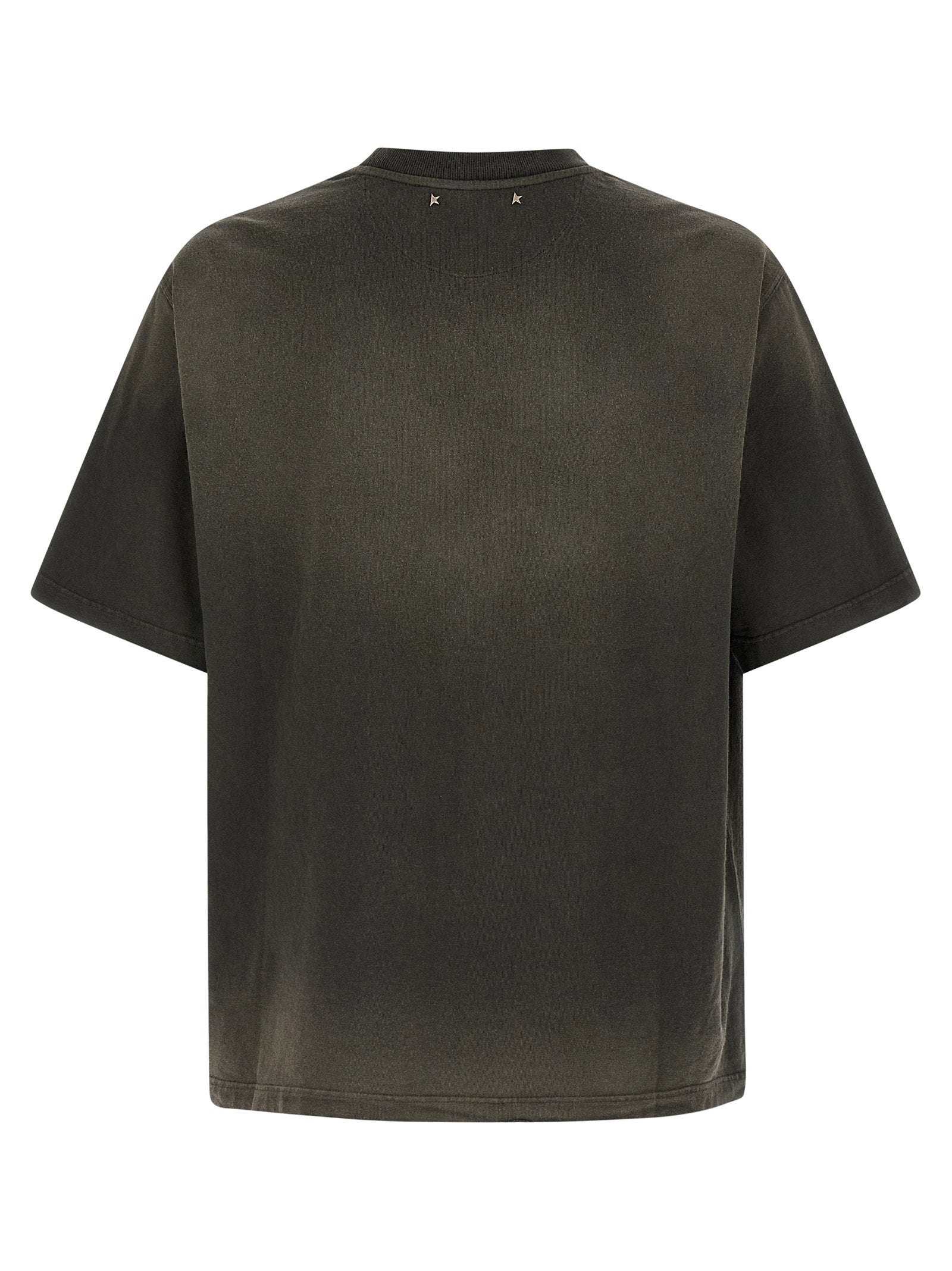 Golden Goose Logo-Print Sunfaded Cotton T-shirt — Charcoal, view 2