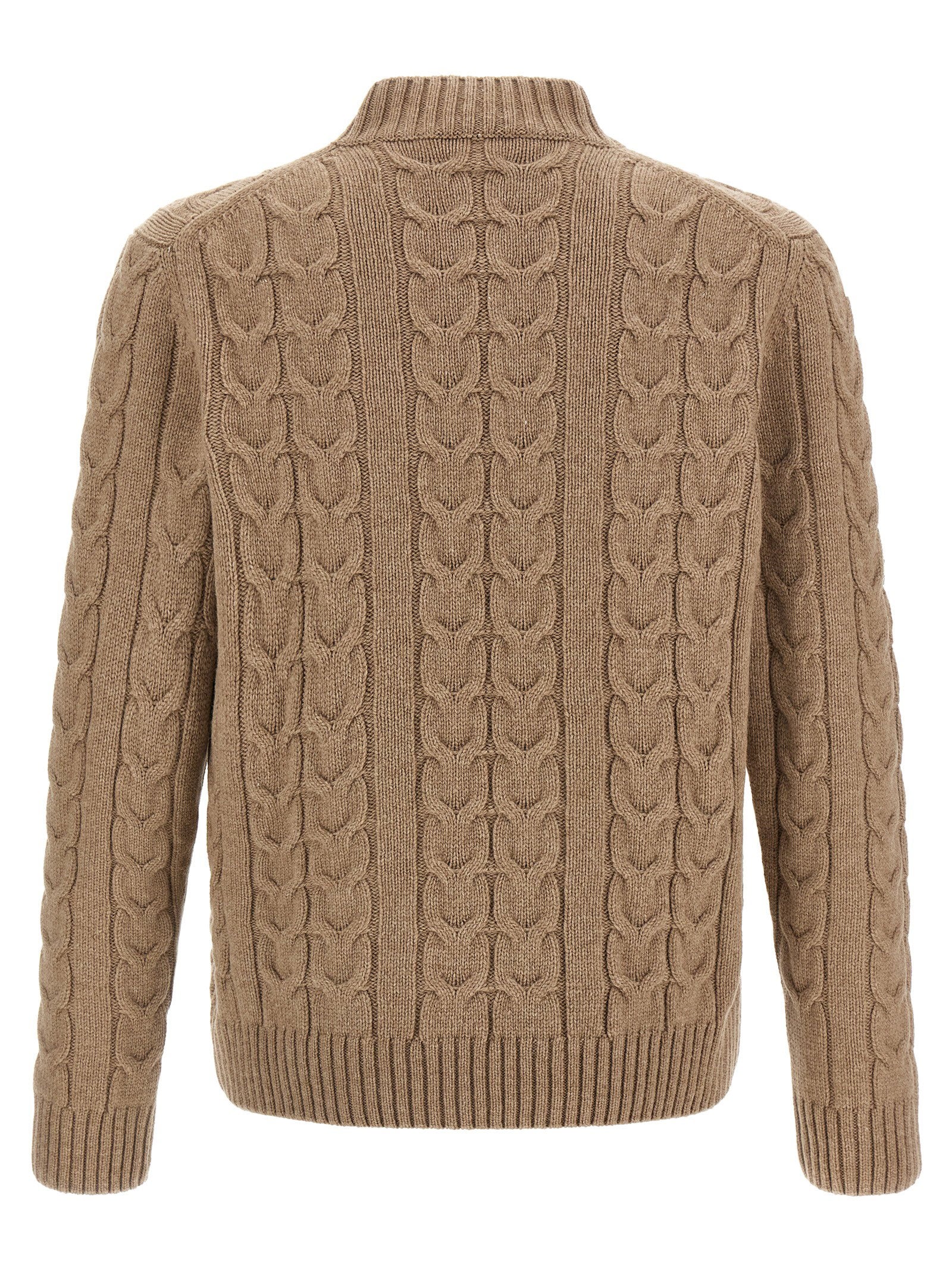 Zanone Braided Virgin Wool Sweater — Camel, view 2