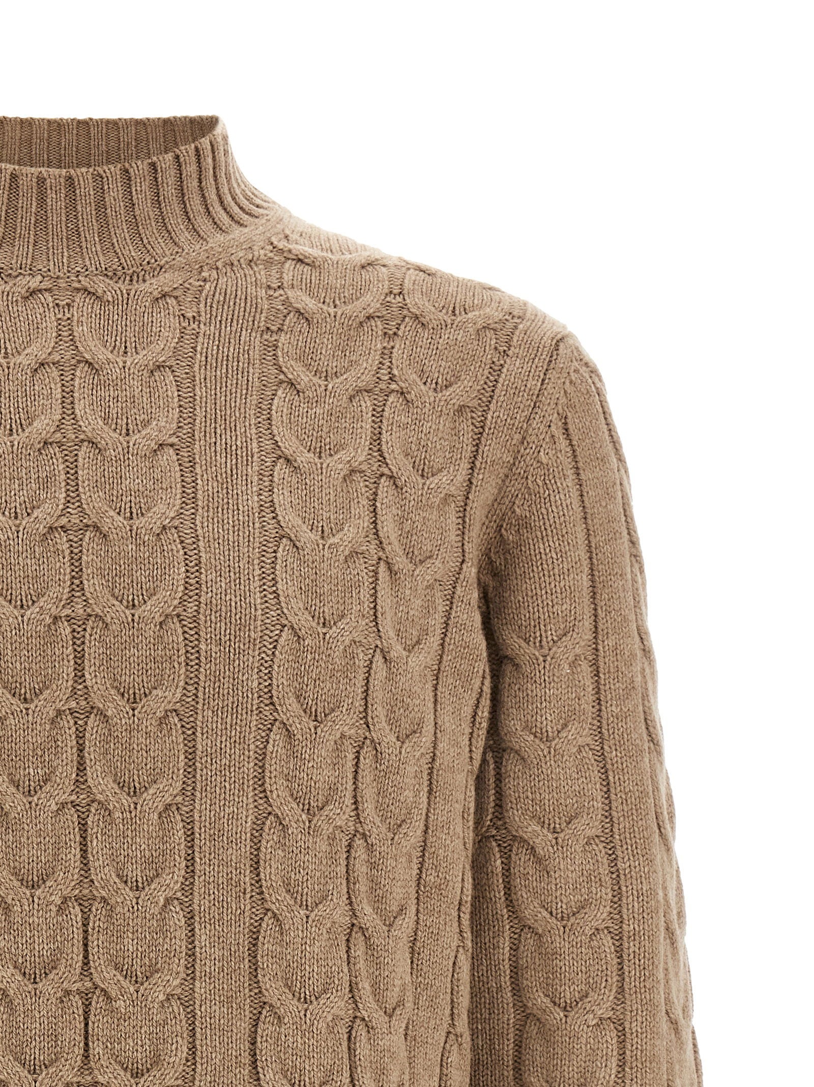 Zanone Braided Virgin Wool Sweater — Camel, view 3