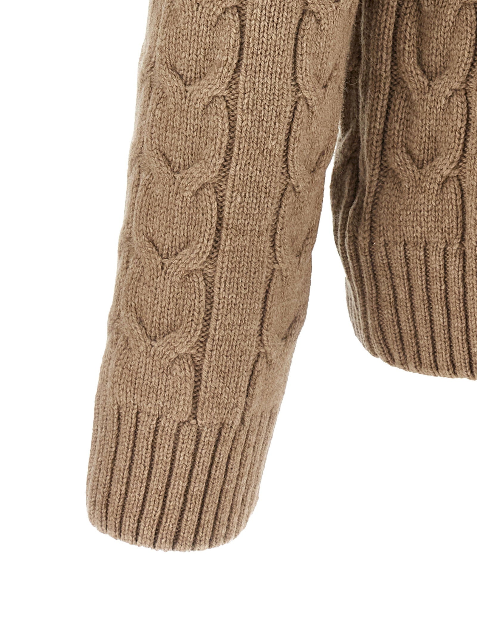Zanone Braided Virgin Wool Sweater — Camel, view 4
