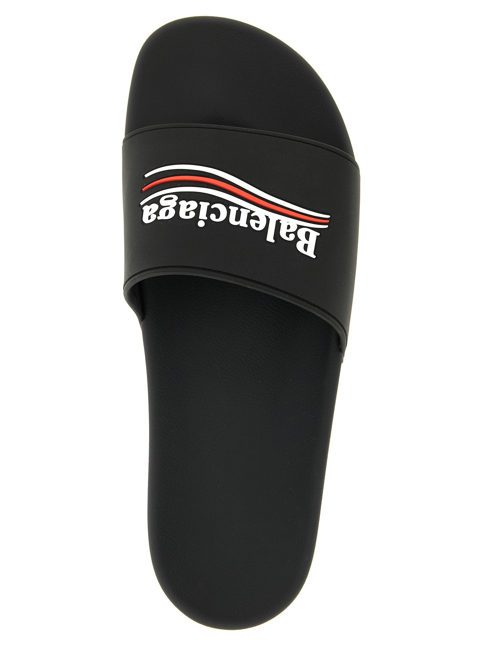 Balenciaga Logo-Embroidered Rubber Slides — Black, view 4