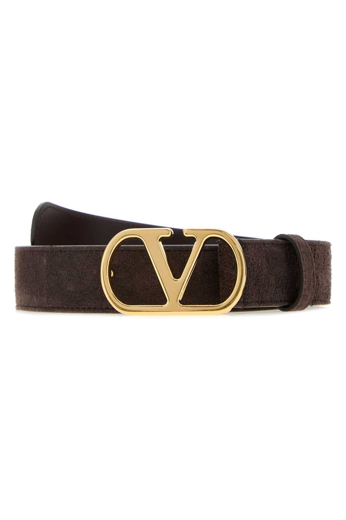Valentino Garavani VLogo Buckle Belt — Brown by Valentino Garavani
