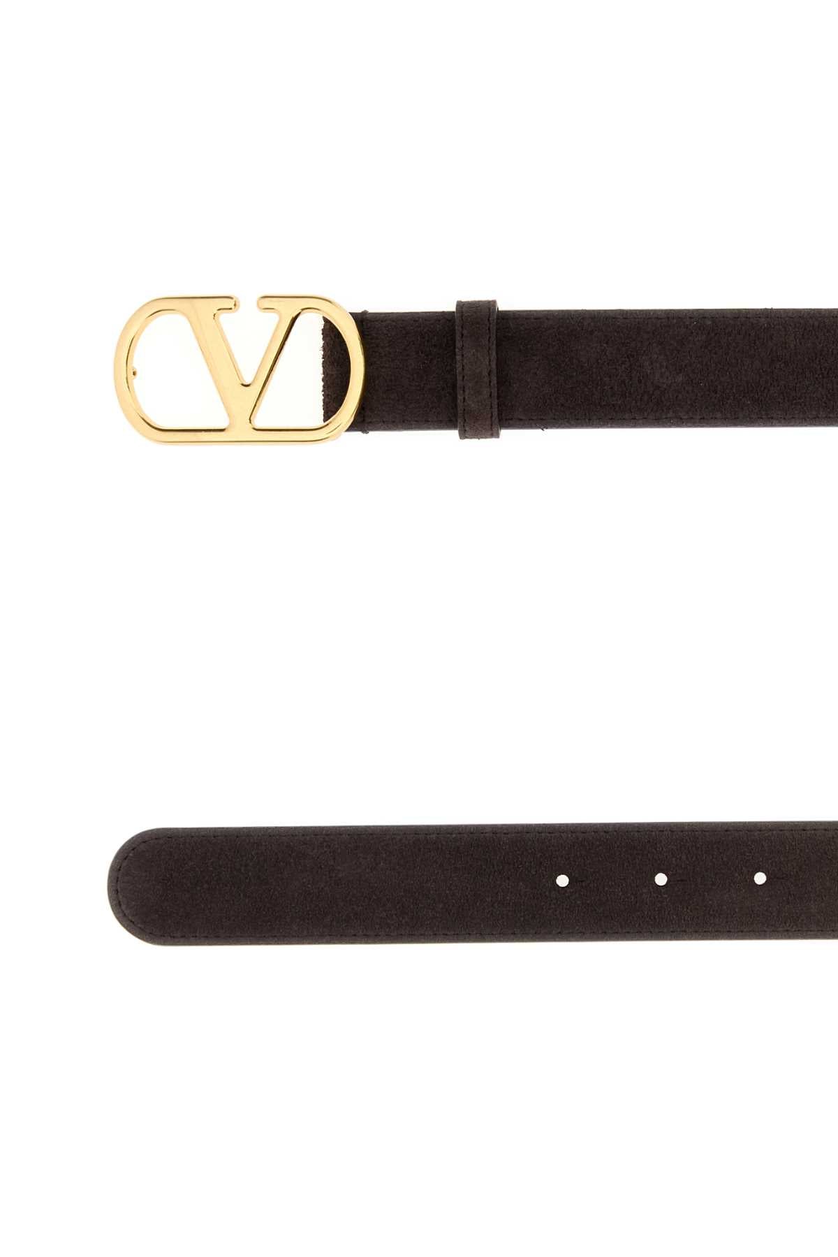 Valentino Garavani VLogo Buckle Belt — Brown, view 2