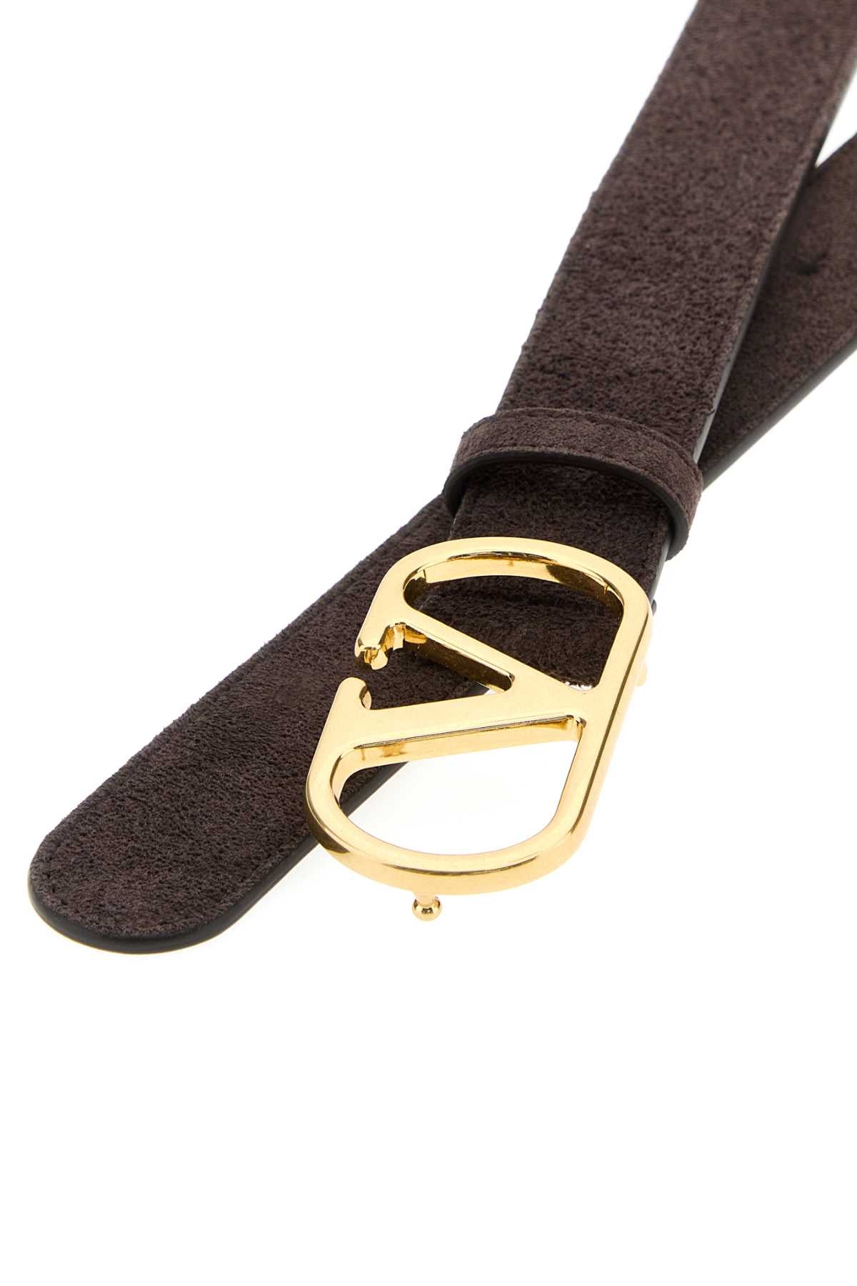 Valentino Garavani VLogo Buckle Belt — Brown, view 4