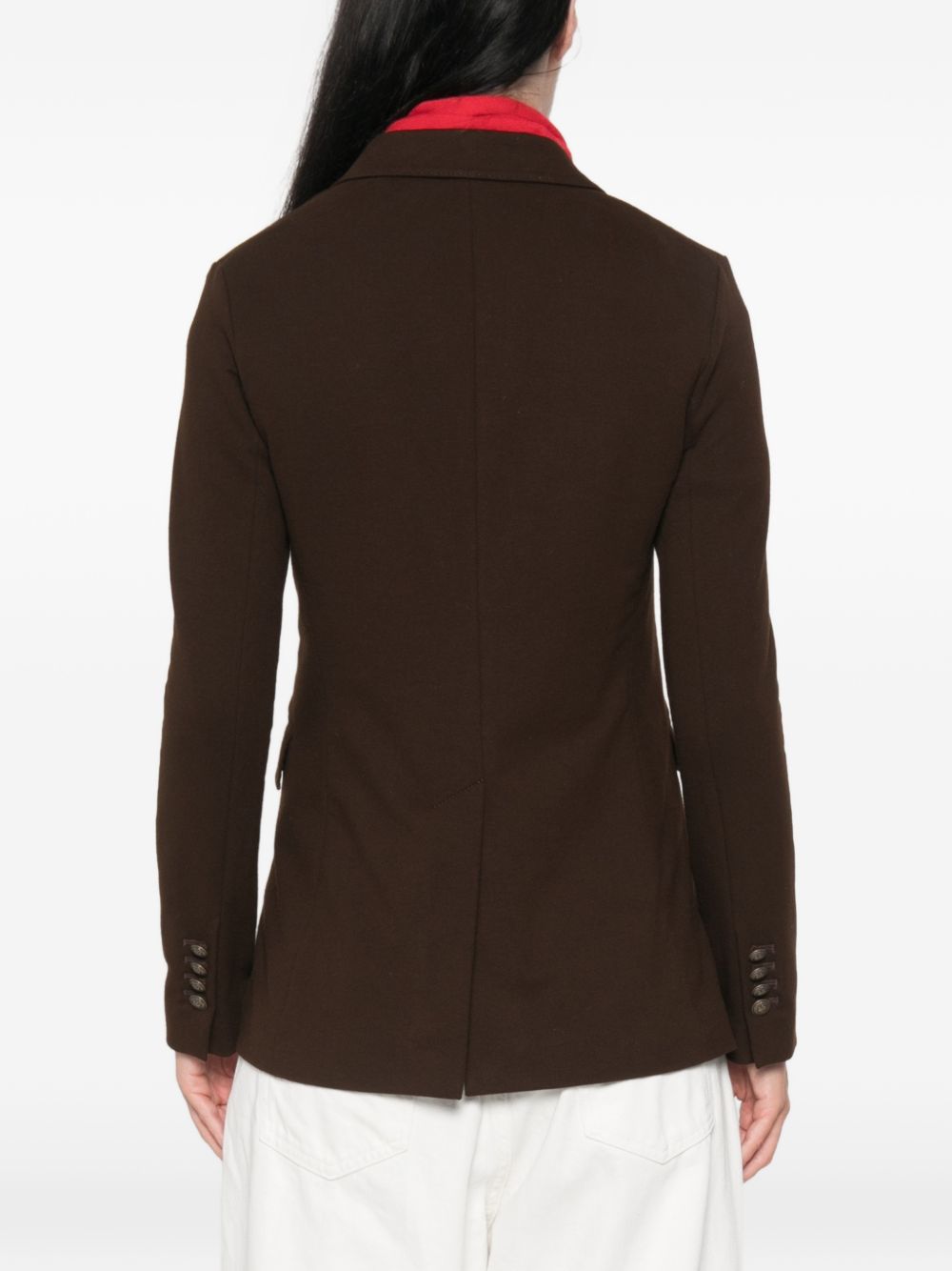 Circolo 1901 Double-Breasted Cotton Blazer — Black, view 3