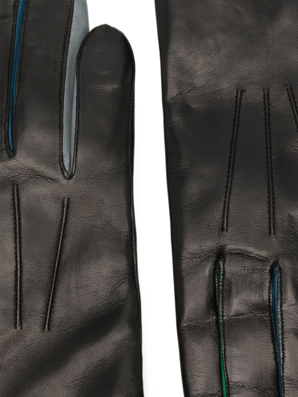 Paul Smith Leather Pin-Tucked Gloves — Black, view 2