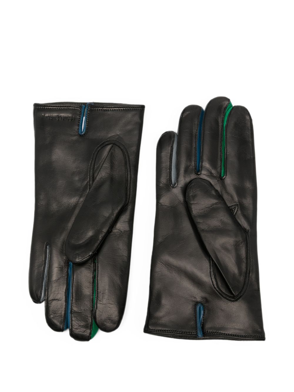 Paul Smith Leather Pin-Tucked Gloves — Black, view 3