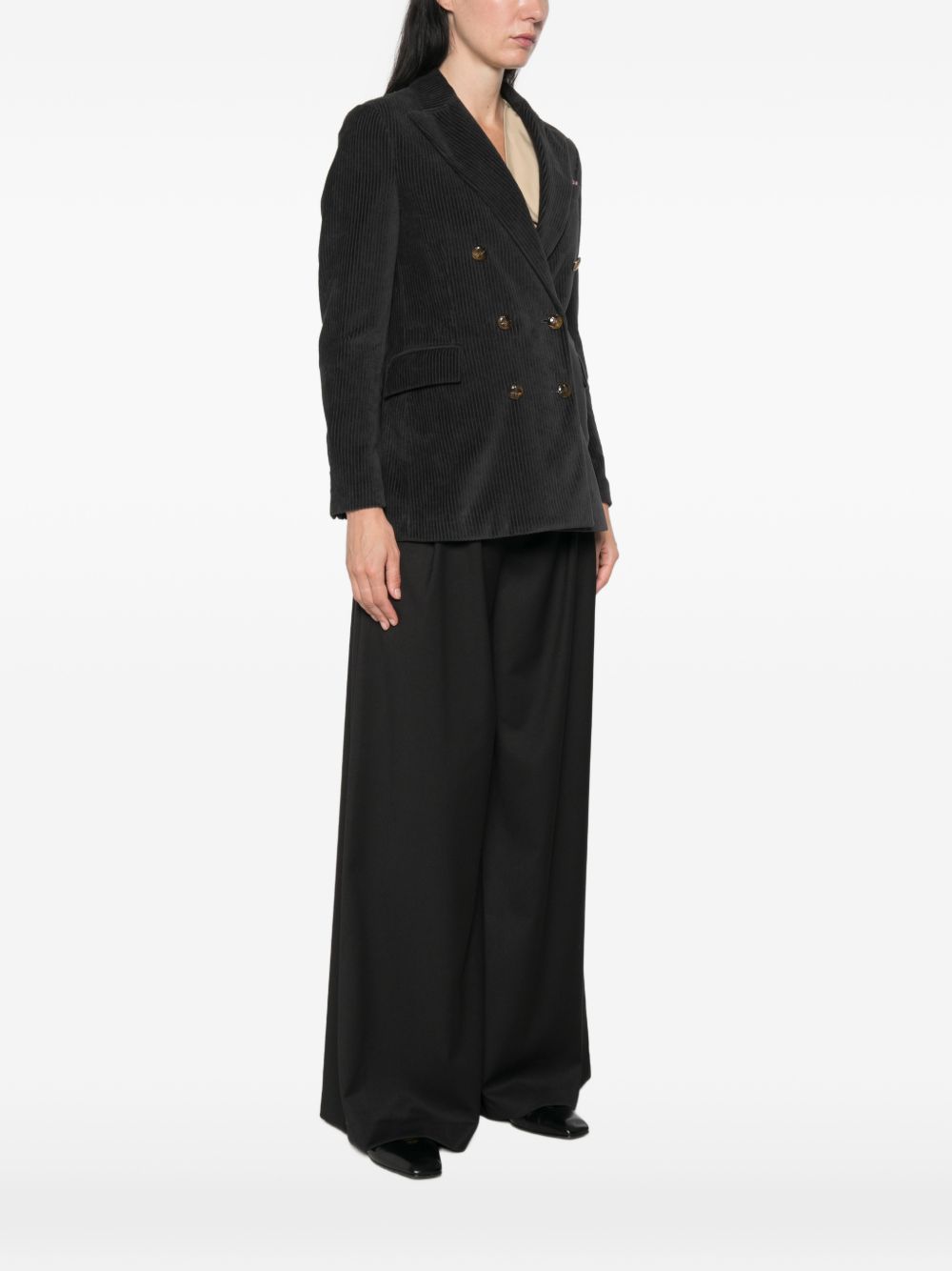 Circolo 1901 Corduroy Double-Breasted Blazer — Navy, view 3