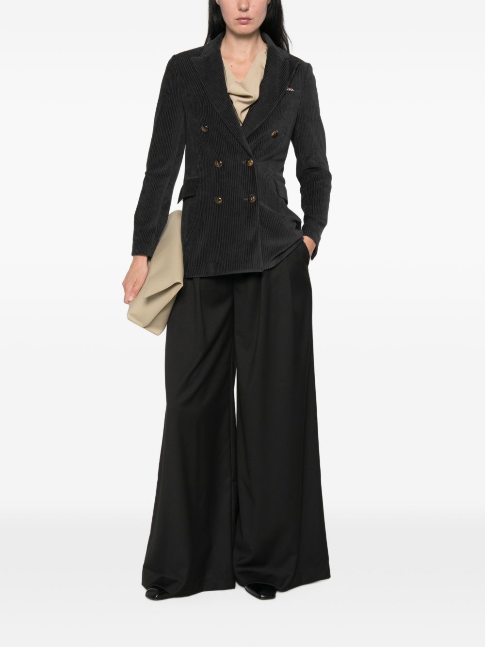 Circolo 1901 Corduroy Double-Breasted Blazer — Navy, view 4