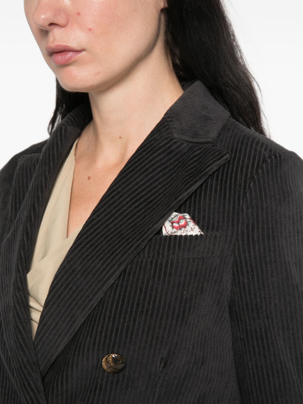 Circolo 1901 Corduroy Double-Breasted Blazer — Navy, view 5