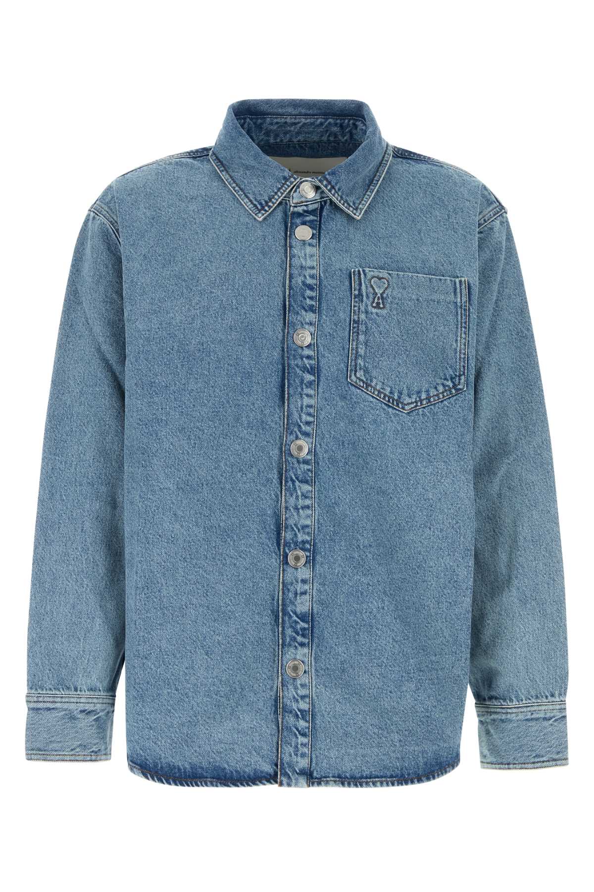 AMI Paris Cotton Denim Overshirt — Blue by AMI Paris