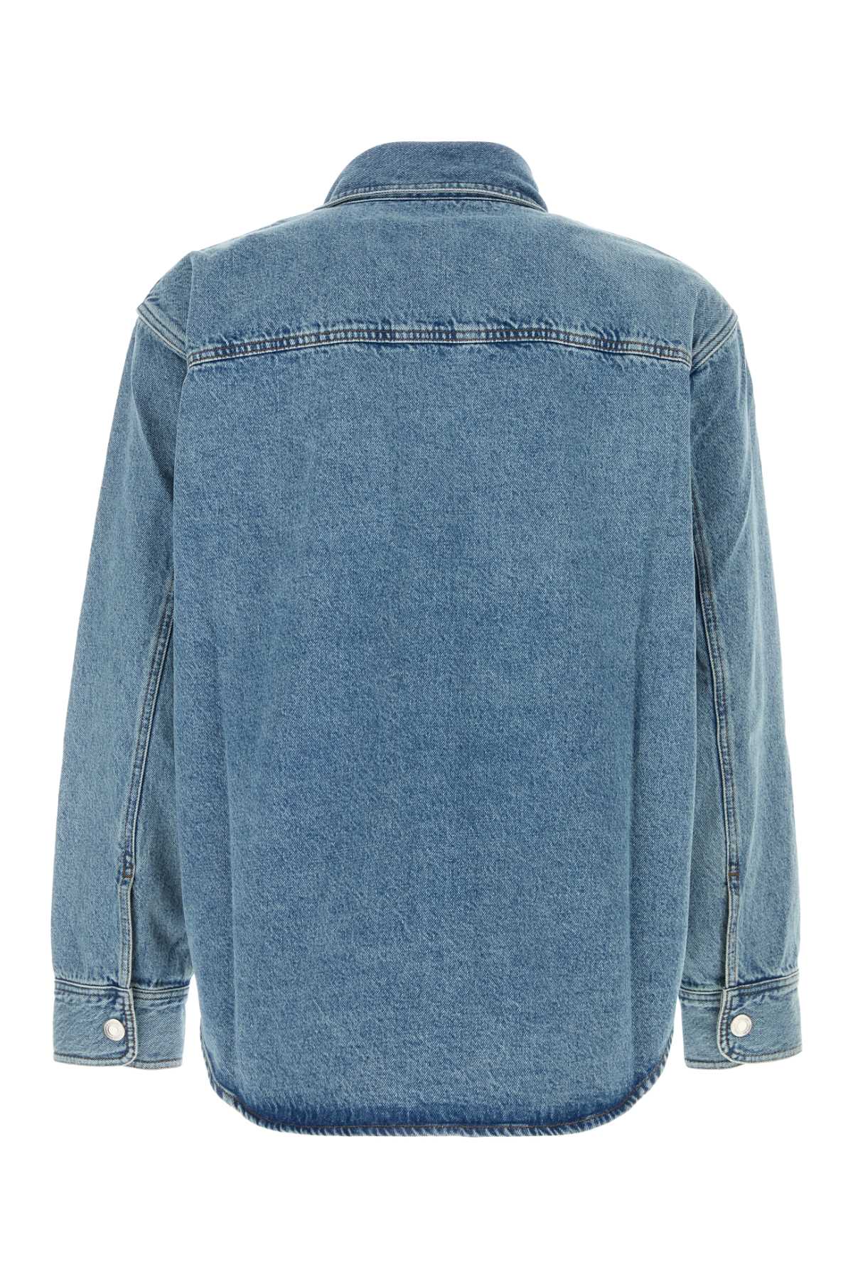 AMI Paris Cotton Denim Overshirt — Blue, view 2