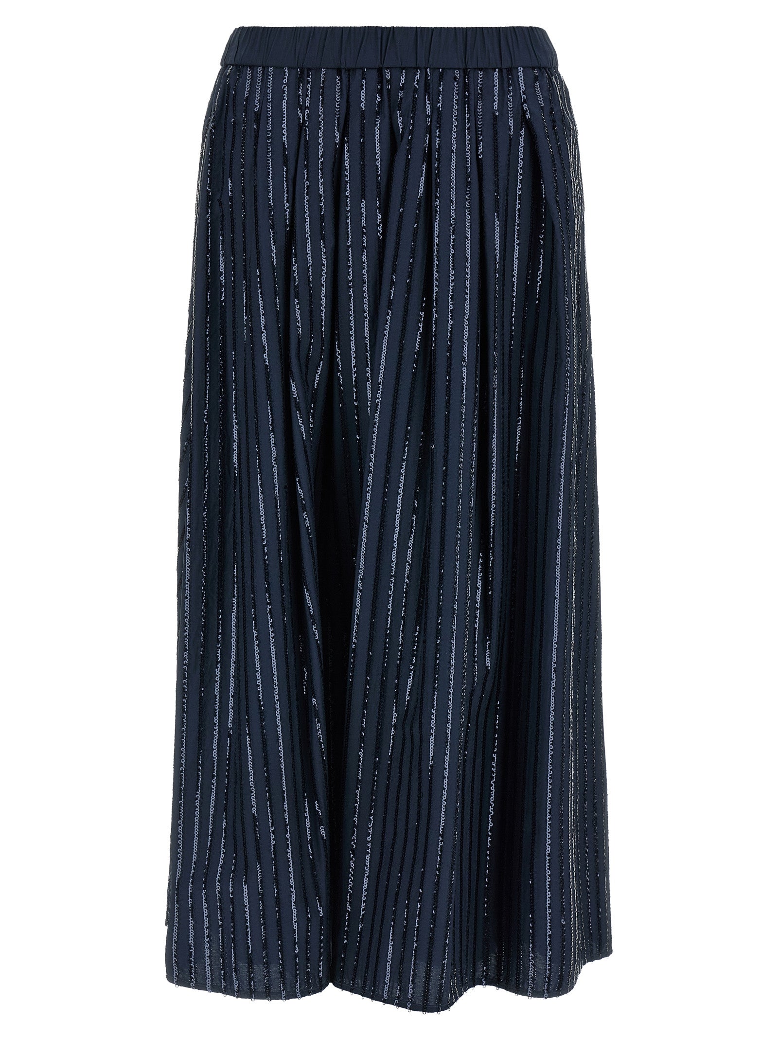 Max Mara Sequin-Embellished Cotton Poplin Skirt — Blue by Max Mara