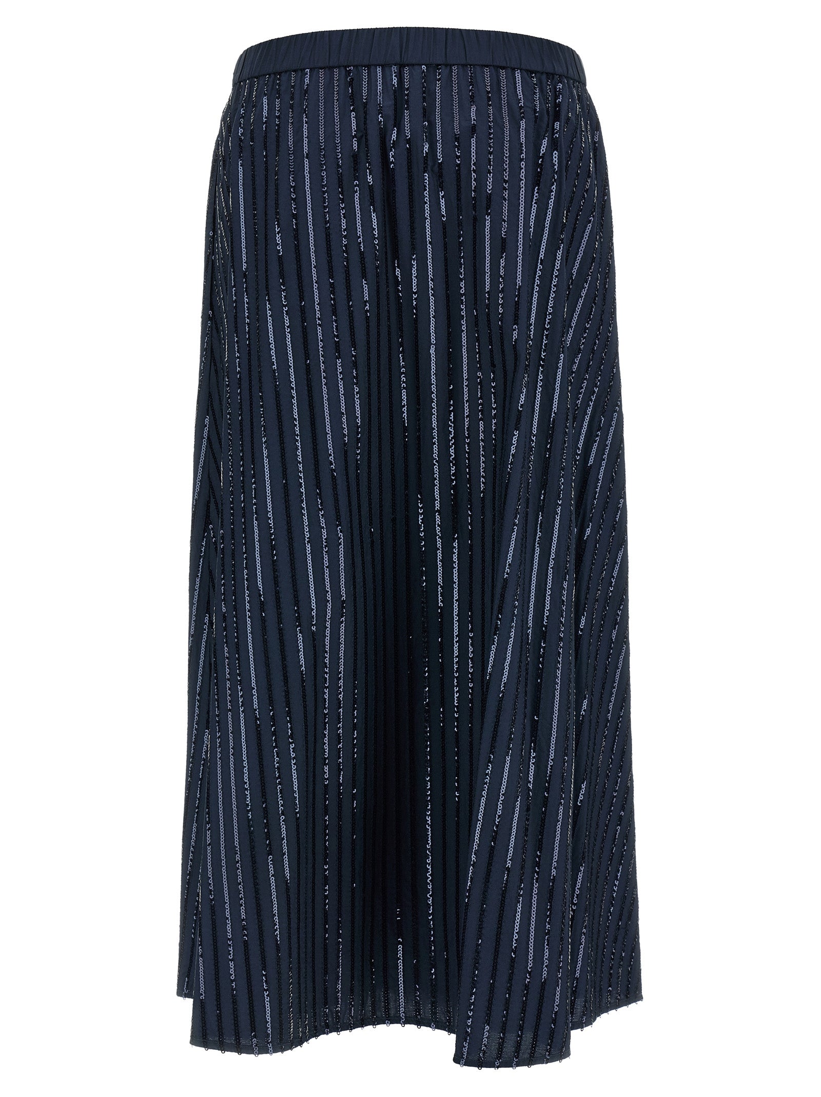 Max Mara Sequin-Embellished Cotton Poplin Skirt — Blue, view 2