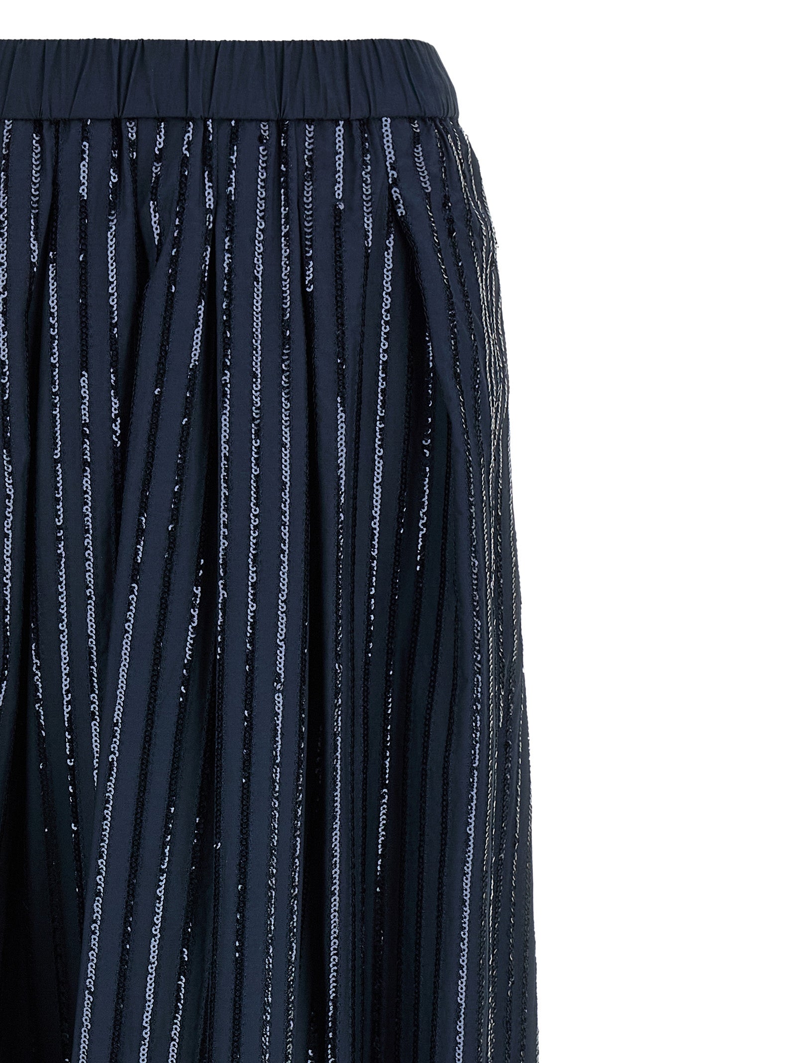 Max Mara Sequin-Embellished Cotton Poplin Skirt — Blue, view 3